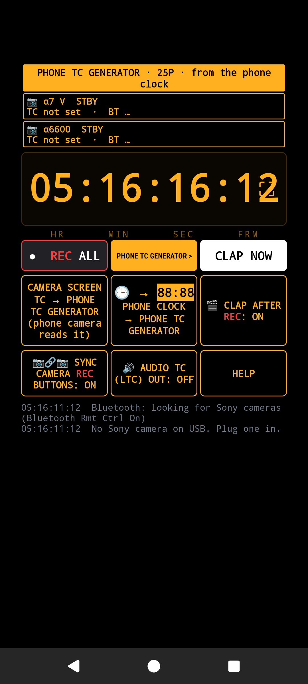 The Sony remote inside the camera: the TC generator and the Sony bodies